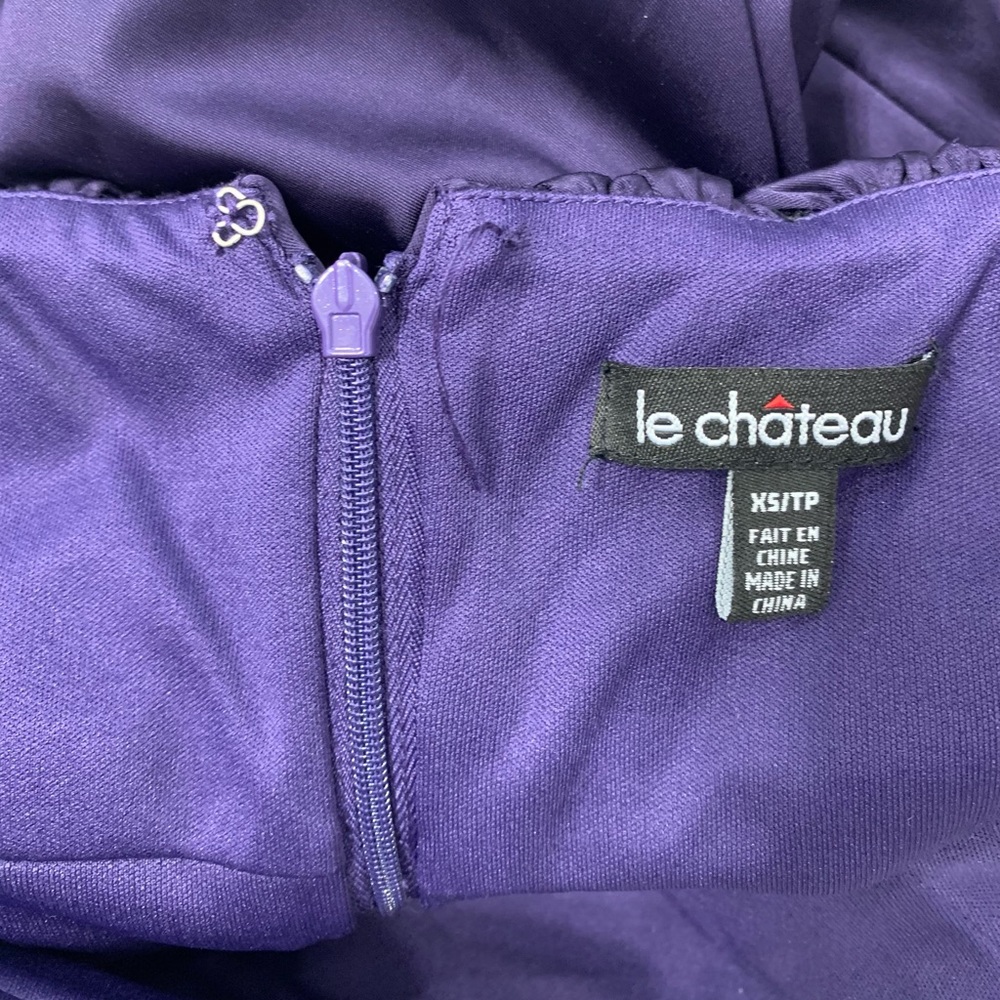 le chateau purple cocktail/prom date dress with flower and ruching details - Picture 3 of 3